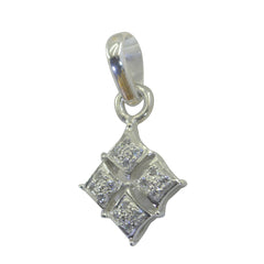 Riyo Nice Gemstone Round Faceted White White Cz 1138 Sterling Silver Pendant Gift For Good Friday