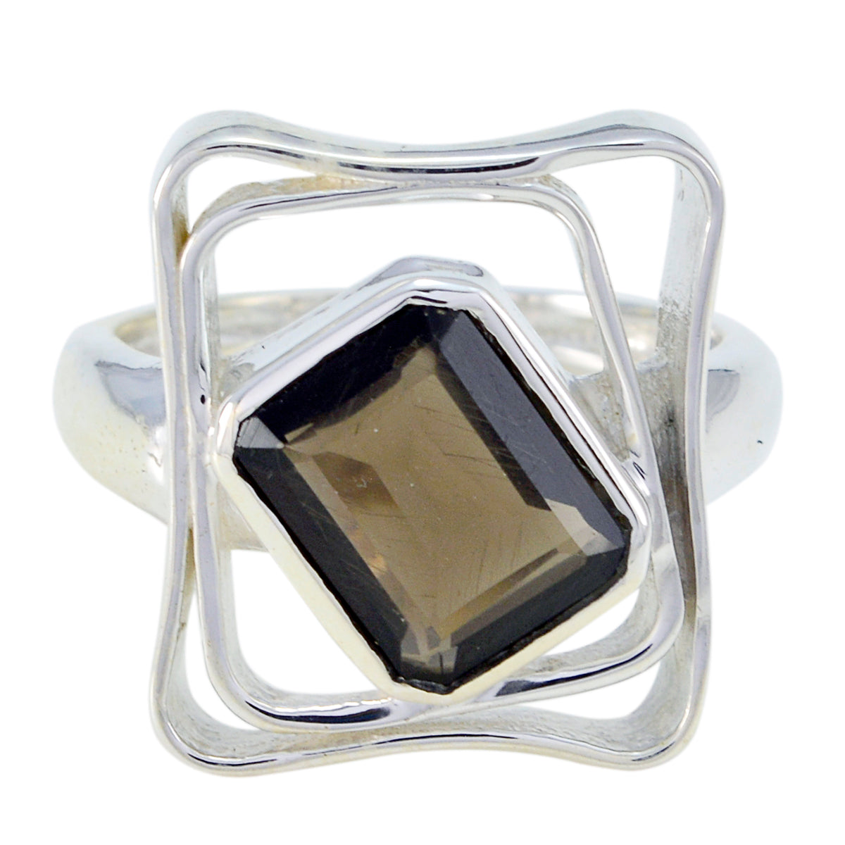 Fascinating Gems Smoky Quartz Solid Silver Rings Jewelry Storage