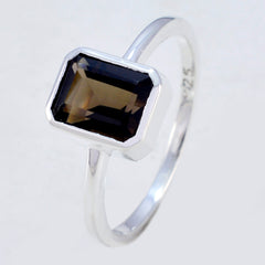 Magnífica piedra de cuarzo ahumado, anillo de plata maciza, joyerías en línea