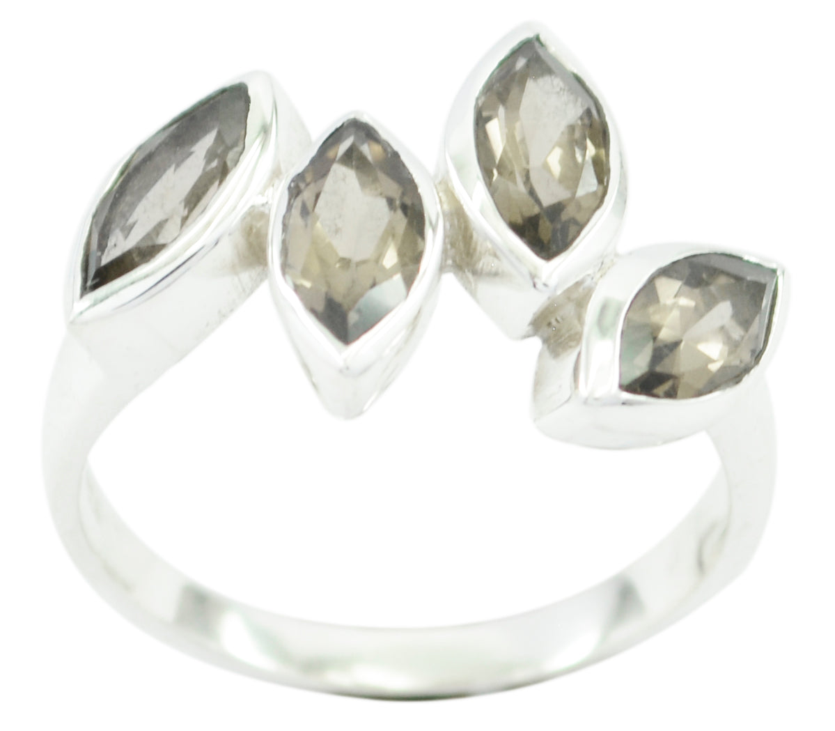 Riyo glamoureuze edelsteen rookkwarts zilveren ringen sieradenmagazijn