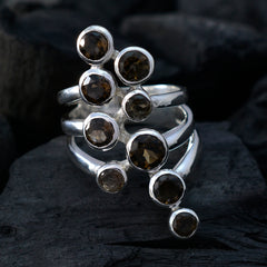 grazioso anello in argento 925 con quarzo fumé e pietra, gioielli Joan Rivers