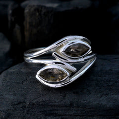 Anello in argento sterling con quarzo fumé leggermente gemma, gioielli in oro per bambini