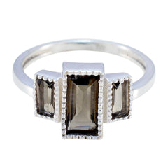 Riyo Teasing Gemstones Smoky Quartz 925 Silver Ring Kings Jewelry