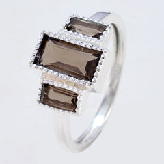 Riyo Teasing Gemstones Smoky Quartz 925 Silver Ring Kings Jewelry