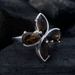 Кольца из стерлингового серебра 925 пробы Riyo с драгоценным камнем, дымчатый кварц, узел