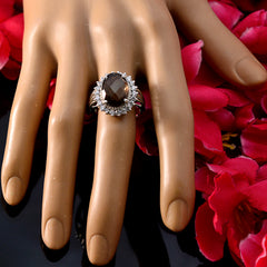 Кольцо из стерлингового серебра с дымчатым кварцем и драгоценными камнями правильной формы, корейские украшения