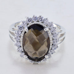 Well-Formed Gems Smoky Quartz Sterling Silver Ring Korean Jewelry