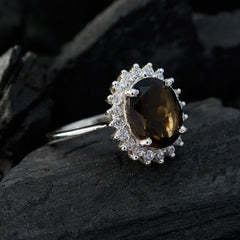 Кольцо Riyo Bonny с драгоценными камнями, дымчатый кварц, твердое серебро, женские украшения