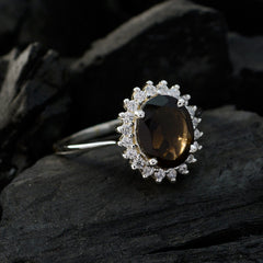 Riyo Wholesale Gemstone Smoky Quartz 925 Silver Ring Lucky Jewelry