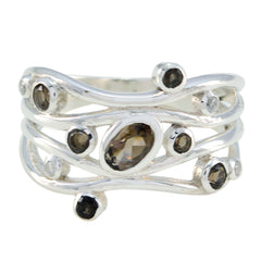 Groothandel edelstenen rookkwarts sterling zilveren ringen luxe sieraden