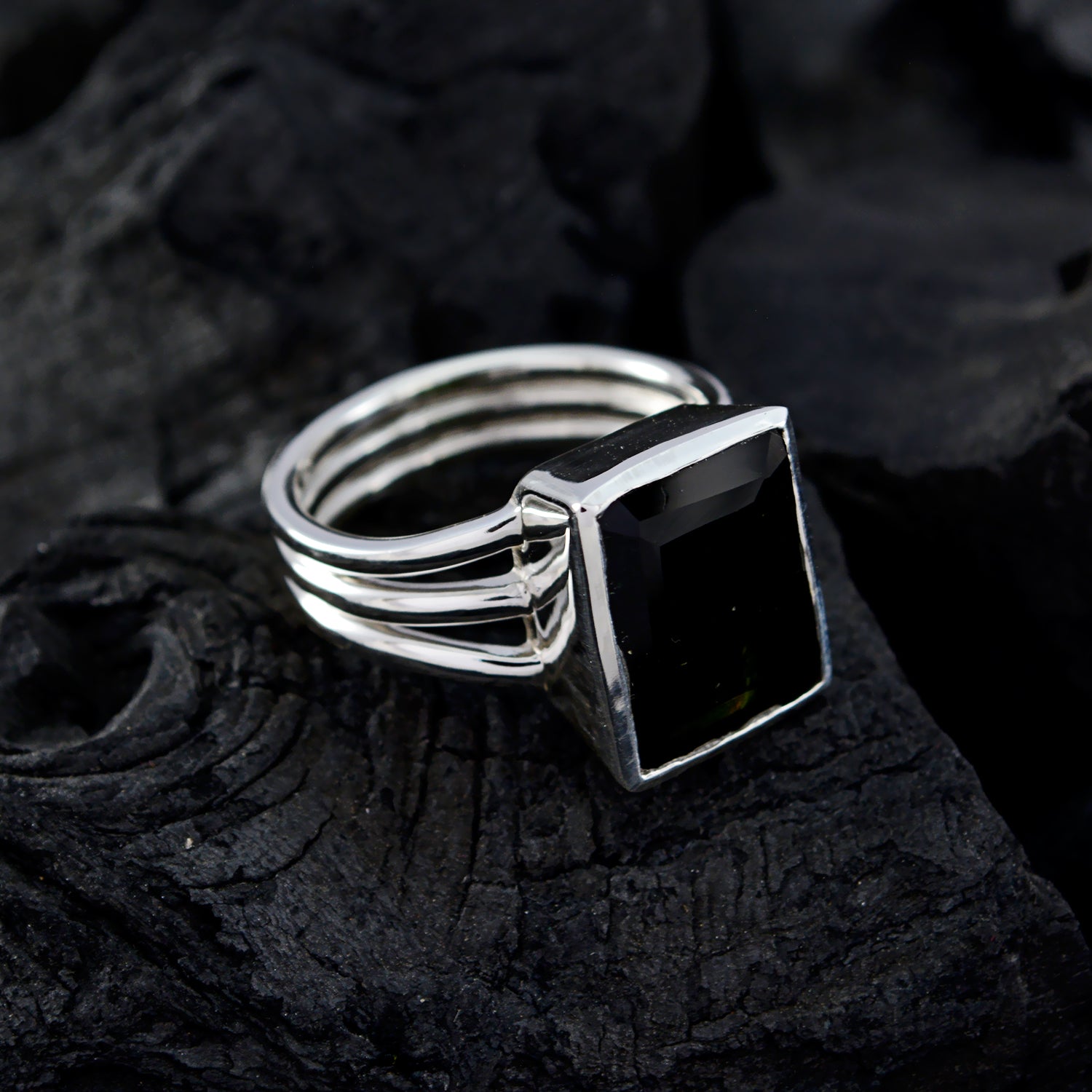 Riyo Engaging Gems Turmalin-Ringe aus massivem Silber, Nadri-Schmuck