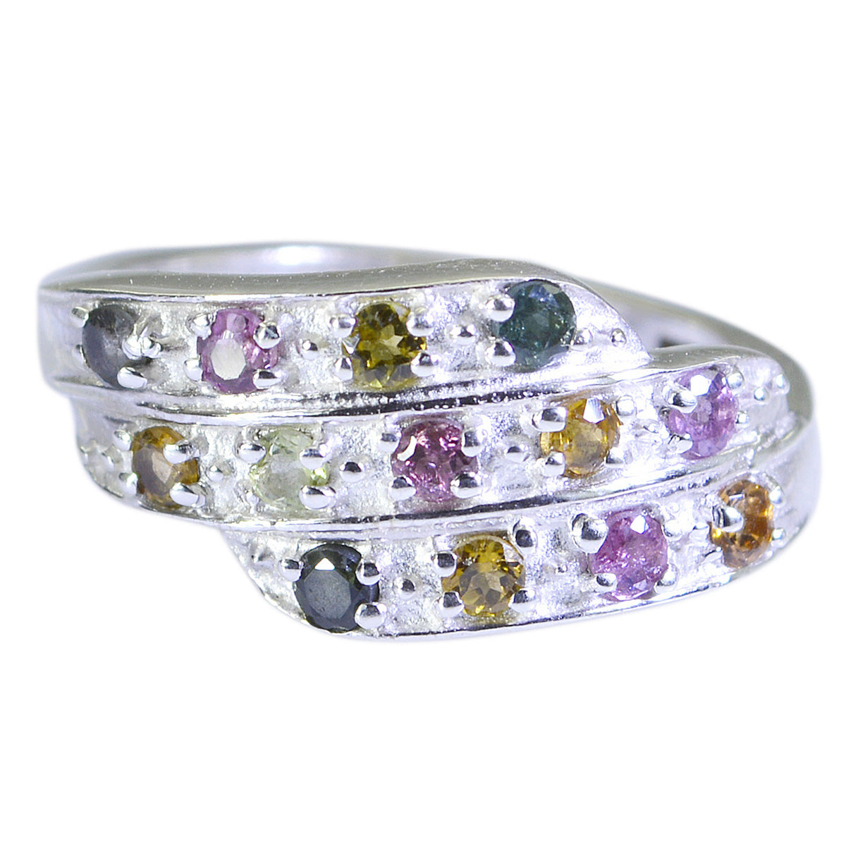 Maravillosa piedra turquesa anillo de plata de ley 925 joyería arcoíris