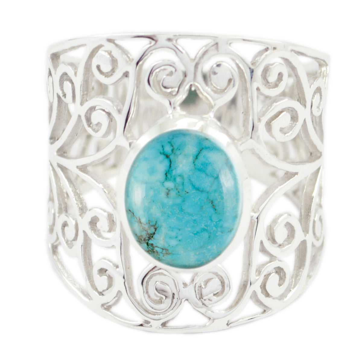 Riyo Nice Gemstone Turquoise Sterling Silver Ring Opal Jewelry