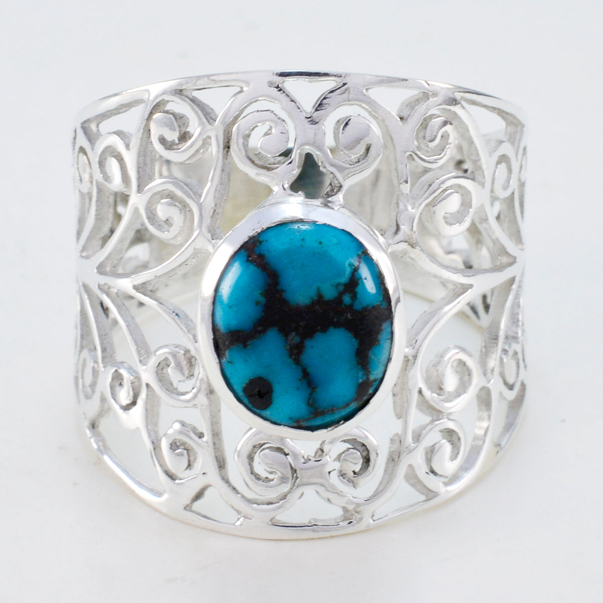 Riyo belle pierre précieuse turquoise bague en argent sterling bijoux opale