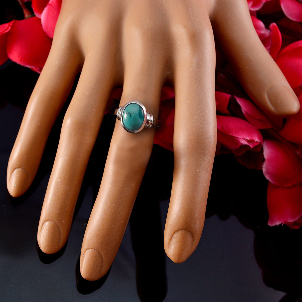varor ädelstenar turkos 925 sterling silver ringar öppet hjärta smycken