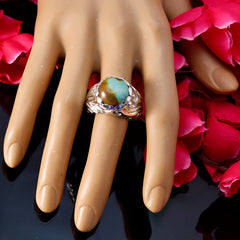 Riyo Designer Gemstones Turquoise 925 Silver Ring Origami Jewelry