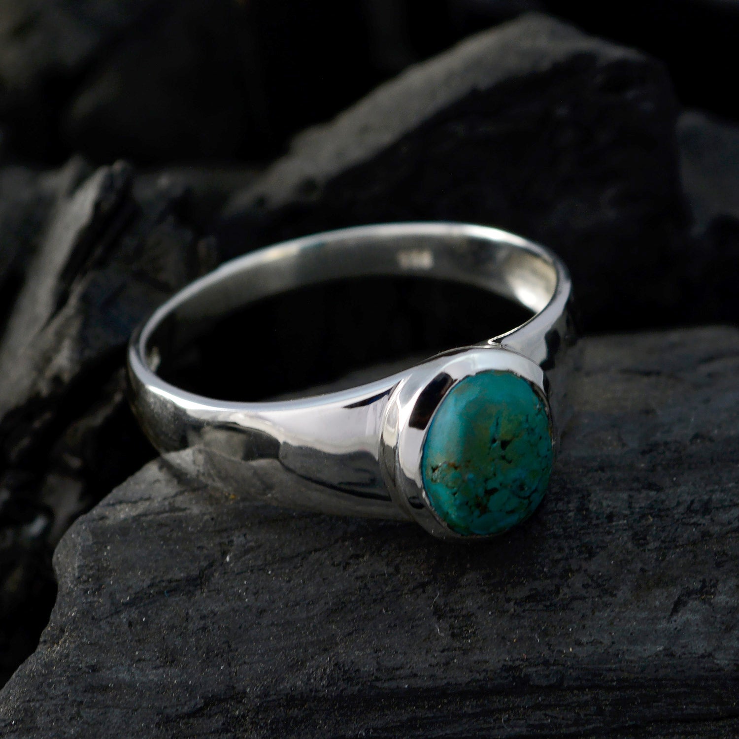 Handgemaakte edelsteen turquoise 925 zilveren ring Pandora sieradendoos