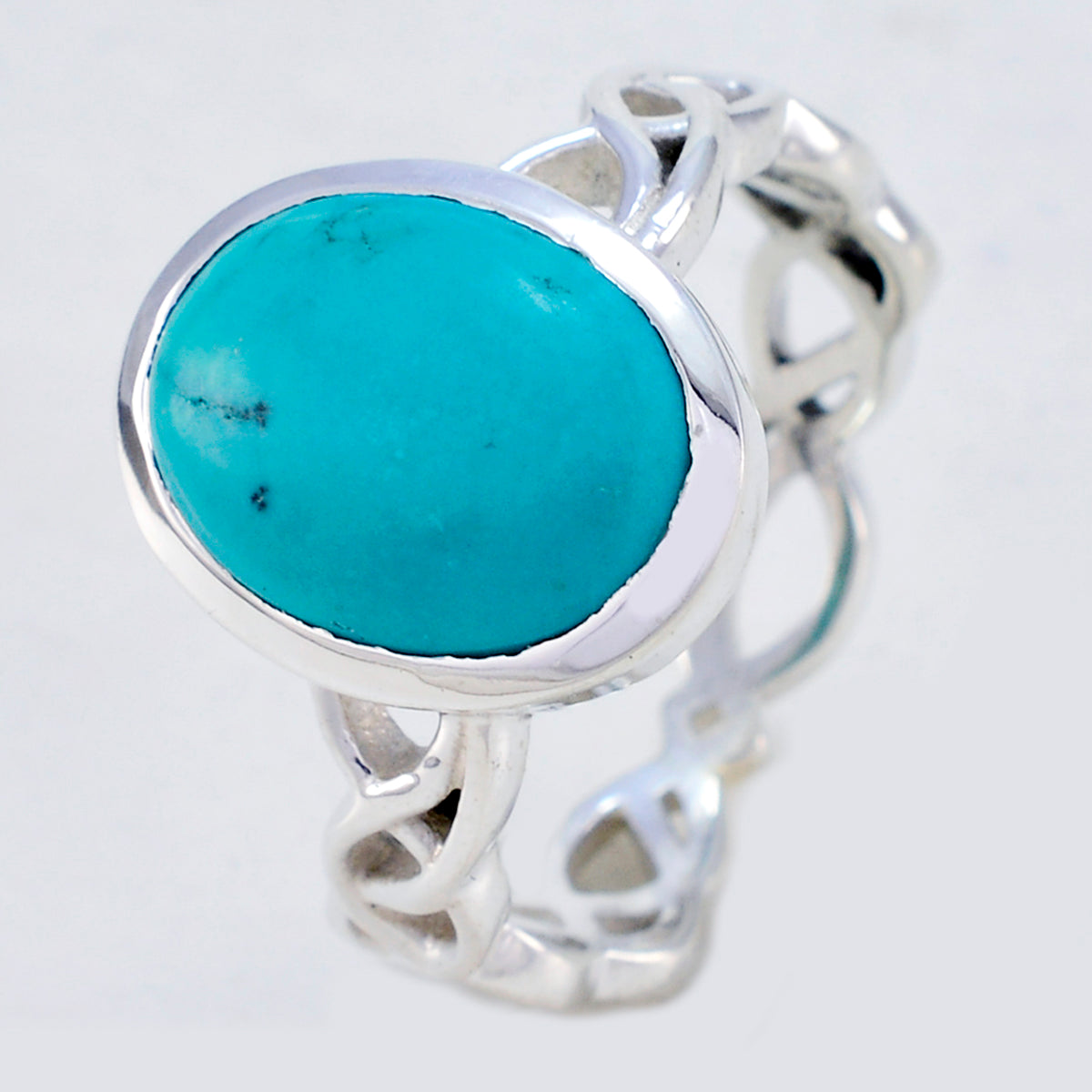 Riyo Rajasthan Stone Turquoise Solid Silver Ring Paw Print Jewelry