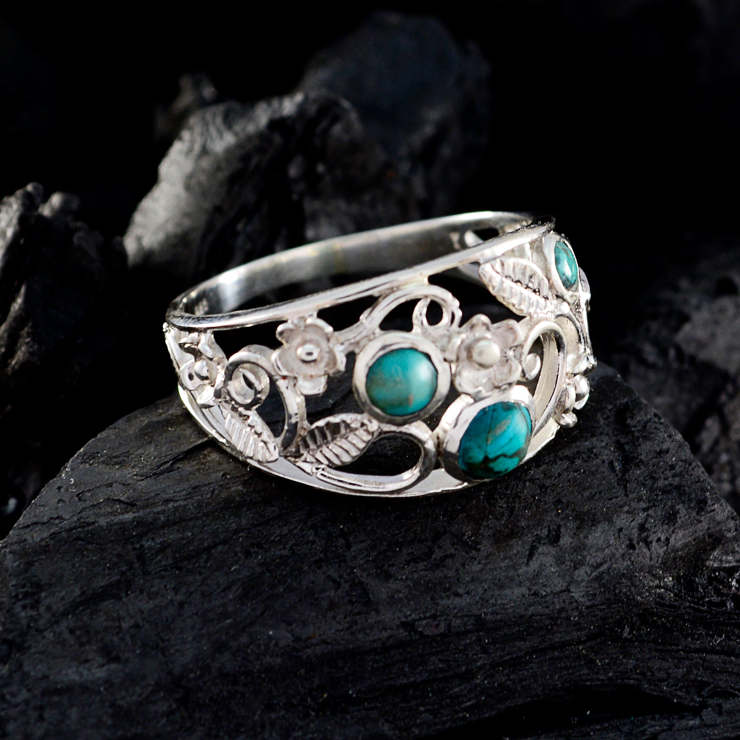 Fascinante anillo de plata con gema y turquesa Premier Jewelry Catálogo en línea