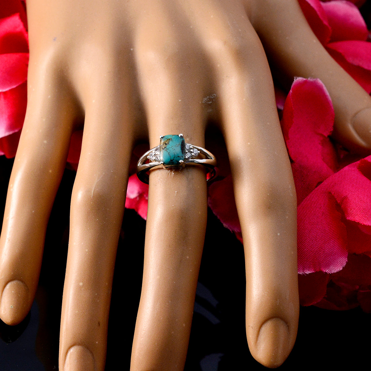 Magnificent Gems Turquoise Sterling Silver Rings Quilling Jewelry