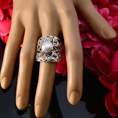 Riyo stralende edelsteen parel massief zilveren ring echte bloem sieraden