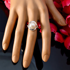 Riyo Superb Gemstones Pearl Solid Silver Ring Real Turquoise Jewelry