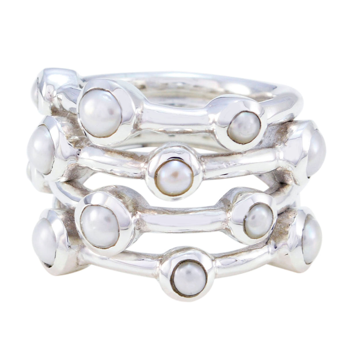 Seemly Edelstein-Perlen-Ring aus 925er-Sterlingsilber, religiöser Schmuck