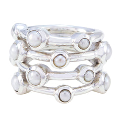 Seemly Edelstein-Perlen-Ring aus 925er-Sterlingsilber, religiöser Schmuck