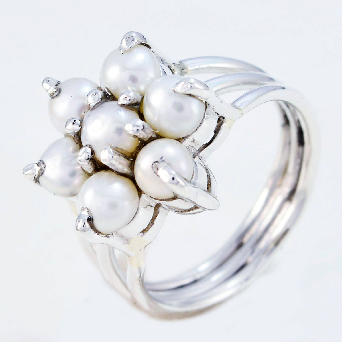Riyo bezaubernder Edelstein-Perlen-Ring aus Sterlingsilber, Replik-Schmuck