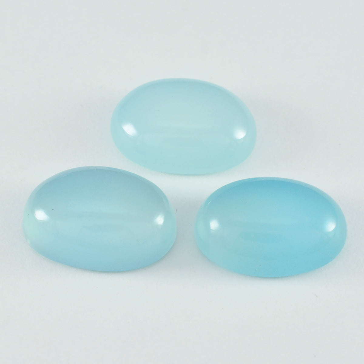 Riyogems 1 Stück Aqua-Chalcedon-Cabochon, 10 x 14 mm, ovale Form, lose Steine von ausgezeichneter Qualität