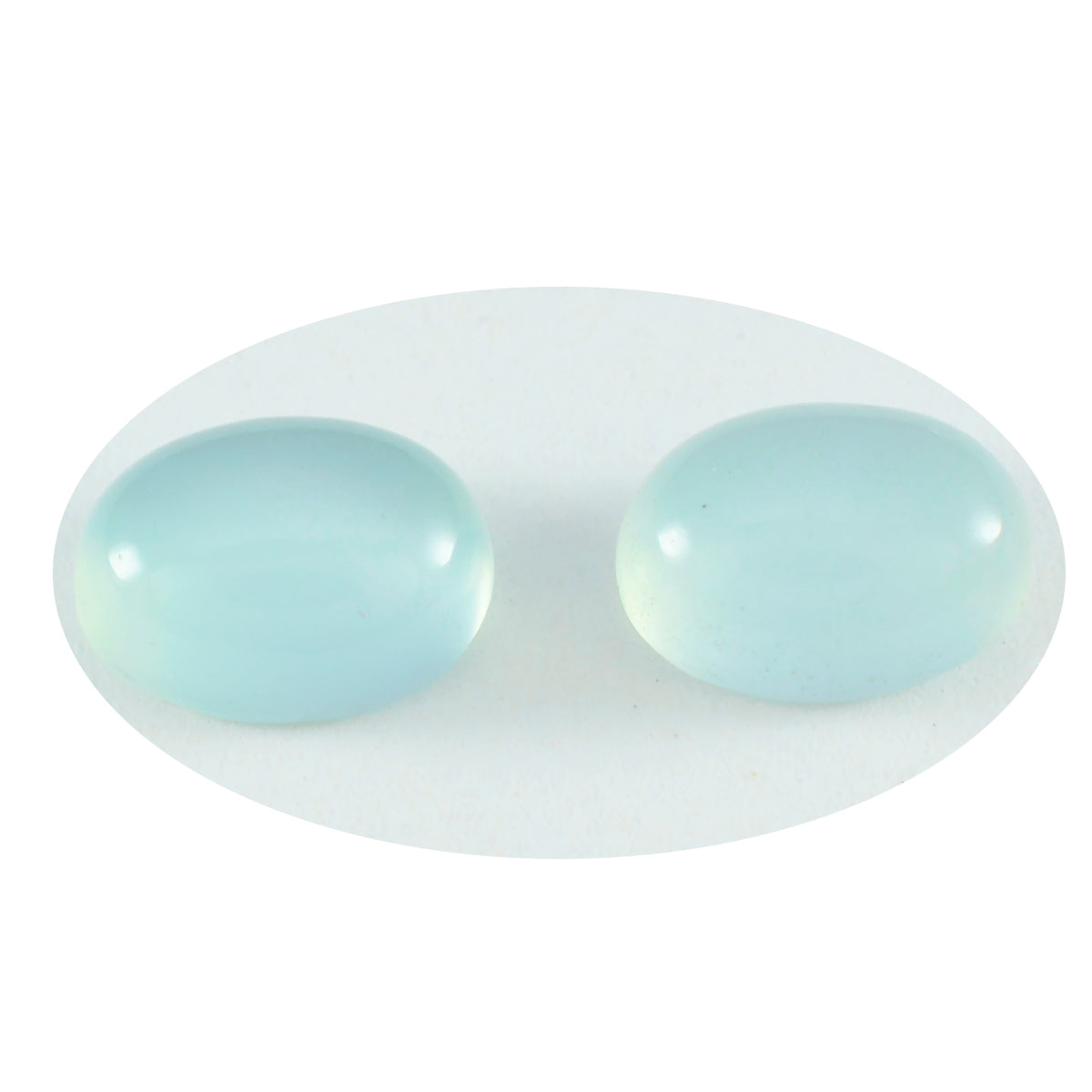 Riyogems 1 Stück Aqua-Chalcedon-Cabochon, 6 x 8 mm, ovale Form, attraktive Qualitätsedelsteine