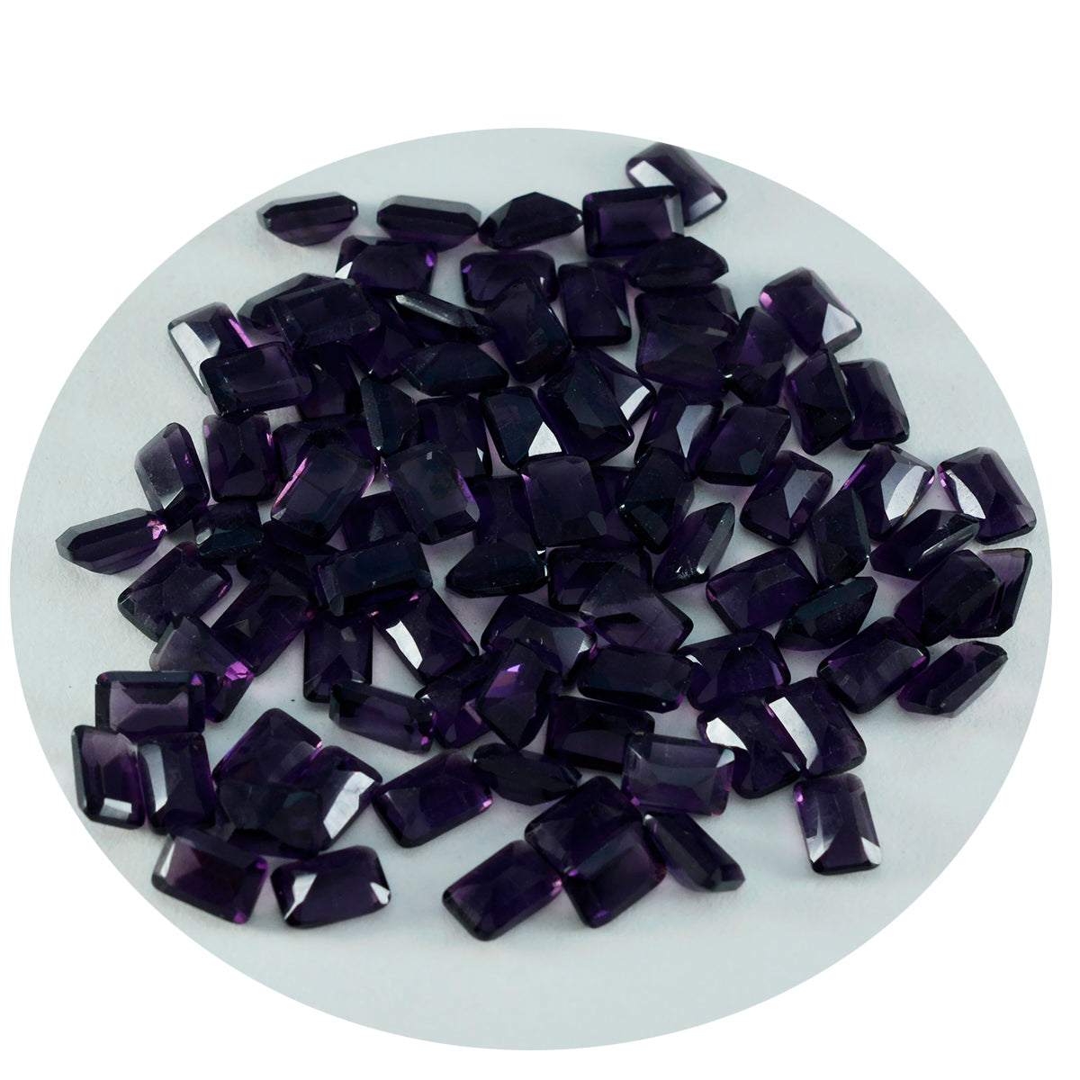 Riyogems 1 Stück violetter Amethyst, CZ, facettiert, 6 x 8 mm, achteckige Form, AAA-Qualität, loser Edelstein