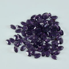 Riyogems 1 Stück violetter Amethyst mit CZ, facettiert, 4 x 6 mm, ovale Form, hübscher, hochwertiger, loser Edelstein