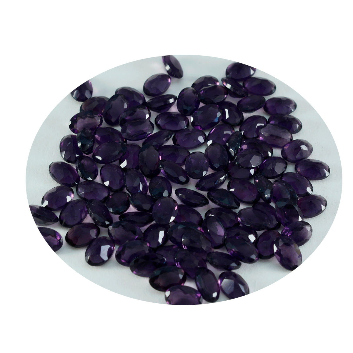 Riyogems 1 pièce améthyste violette cz à facettes 5x7mm forme ovale gemme de grande qualité