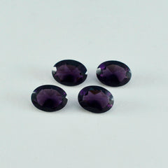 Riyogems 1 Stück violetter Amethyst mit CZ, facettiert, 8 x 10 mm, ovale Form, Edelstein von wunderbarer Qualität
