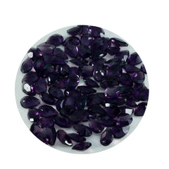 Riyogems 1 pieza de amatista púrpura CZ facetada 4x6 mm forma de pera gemas lindas de calidad