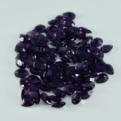 Riyogems 1 pièce d'améthyste violette cz à facettes 3x5mm en forme de poire, gemme de qualité incroyable