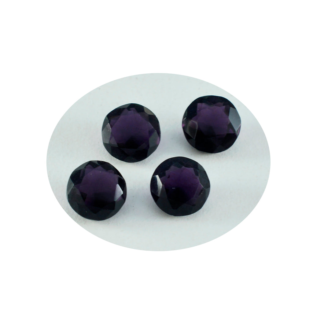 riyogems 1шт фиолетовый аметист cz ограненный 10х10 мм круглая форма драгоценный камень отличного качества