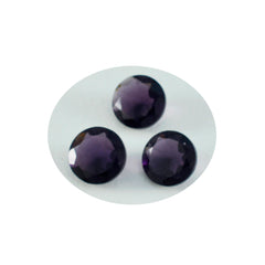 Riyogems 1 Stück violetter Amethyst mit CZ, facettiert, 13 x 13 mm, runde Form, wunderschöner Qualitätsedelstein