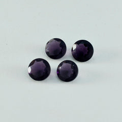 Riyogems 1 Stück violetter Amethyst mit CZ, facettiert, 14 x 14 mm, runde Form, hübscher, hochwertiger, loser Edelstein