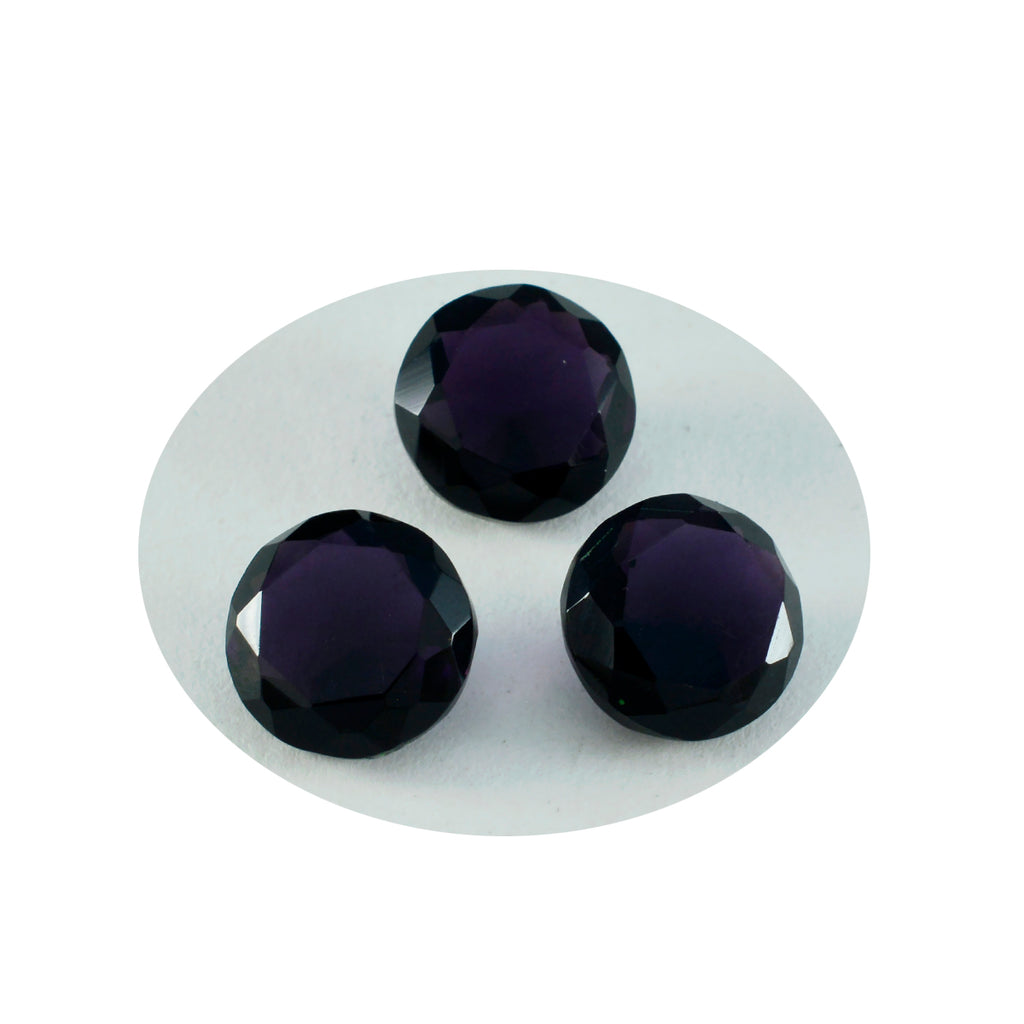 Riyogems 1PC Purple Amethyst CZ Faceted 15x15 mm Round Shape great Quality Loose Gems