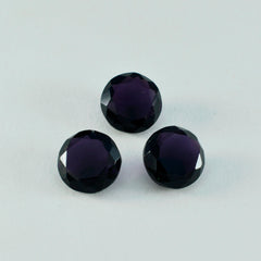 Riyogems 1 Stück violetter Amethyst mit CZ, facettiert, 15 x 15 mm, runde Form, tolle Qualität, lose Edelsteine