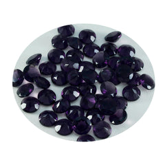 Riyogems 1 Stück violetter Amethyst mit CZ, facettiert, 5 x 5 mm, runde Form, attraktiver Qualitätsedelstein
