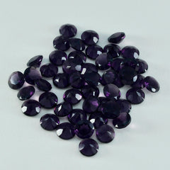 Riyogems 1 Stück violetter Amethyst mit CZ, facettiert, 5 x 5 mm, runde Form, attraktiver Qualitätsedelstein
