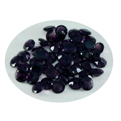 Riyogems 1 pièce améthyste violette cz à facettes 6x6mm forme ronde jolie pierre précieuse en vrac de qualité