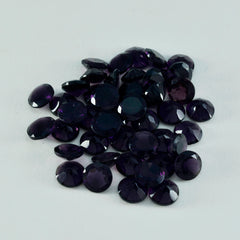 Riyogems 1 Stück violetter Amethyst mit CZ, facettiert, 7 x 7 mm, runde Form, hübsche, hochwertige, lose Edelsteine