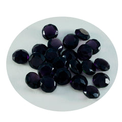 Riyogems 1 Stück violetter Amethyst mit CZ, facettiert, 8 x 8 mm, runde Form, gut aussehender, hochwertiger loser Stein