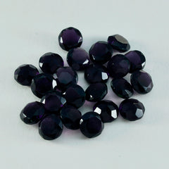 Riyogems 1 Stück violetter Amethyst mit CZ, facettiert, 9 x 9 mm, runde Form, schöner, hochwertiger loser Edelstein