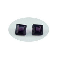 Riyogems 1 pièce améthyste violette cz à facettes 11x11mm forme carrée pierre en vrac de qualité mignonne