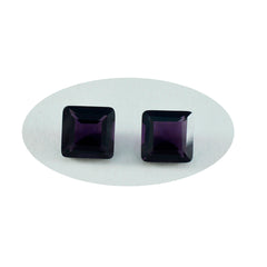 Riyogems 1 pièce d'améthyste violette cz à facettes 14x14mm de forme carrée, pierres précieuses de qualité aaa